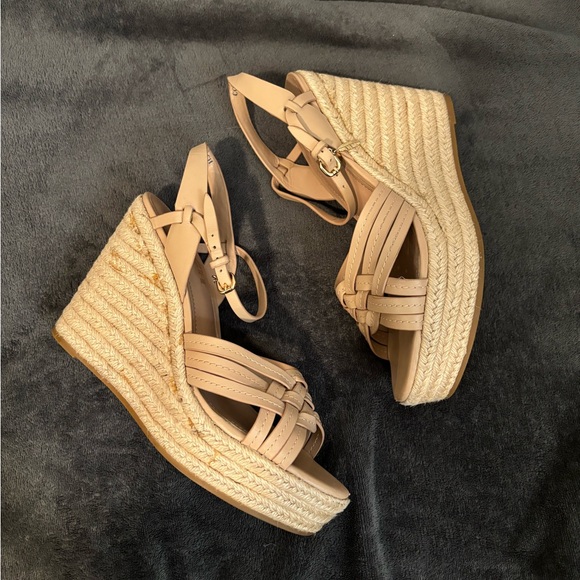 Coach Dottie Nude High Heel Wedge Sandals - Picture 5 of 12